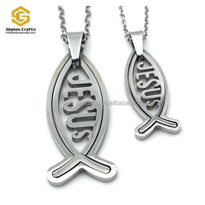 China Worldwide Customize Stainless Steel Jesus Christian Fish Pendant Necklace Jewelry for sale