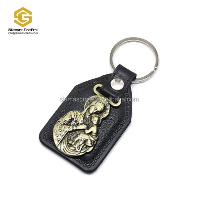 China 3d Metal Leather Custom Wholesale Environmental Friendly Jesus Cross Virgin Mary Keychain for sale