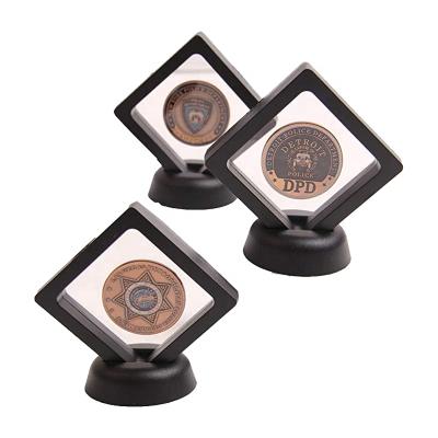 China Medallion Medallion Challenge Coin Challenge Coin 3D Chip Frame Transparent Flexible Floating Shadow Box With Showcase Stand Holder for sale