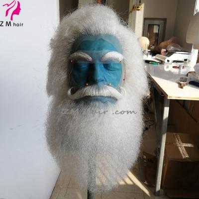 China Santa wig and beard zm hair wholesale high quality full lace yaks hair white santa claus wig for sale