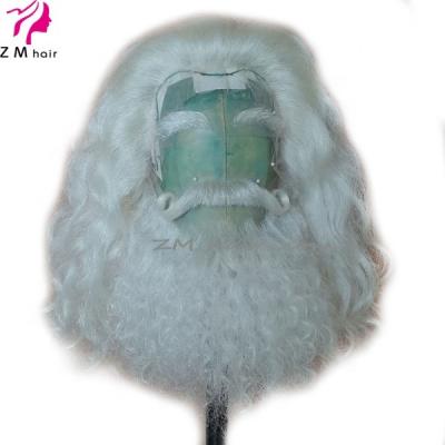 China David Huddleston Yak Hair White Beard Realistic Christmas Costume ZM Santa Wig and Beard Santa Wig and Beard Set for sale