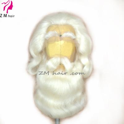 China Santa Wig & Beard & Beard Set Luxury ZM Hair Lace Front Santa Claus Wig Near Me On Sale for sale