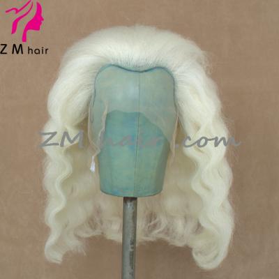 China Wholesale SUPREME Long Natural Wave Yaks Hair Santa Claus Wavy White Wig, Handtied Full Lace Santa Wig for sale