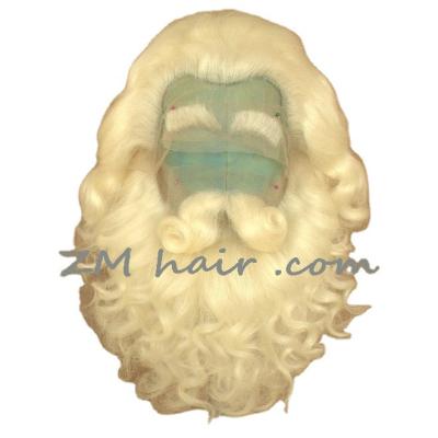 China Real Customer Show Straight Costume St. Nicholas/Santa Claus White Yaks Hair Santa Wig and Beard Set for sale