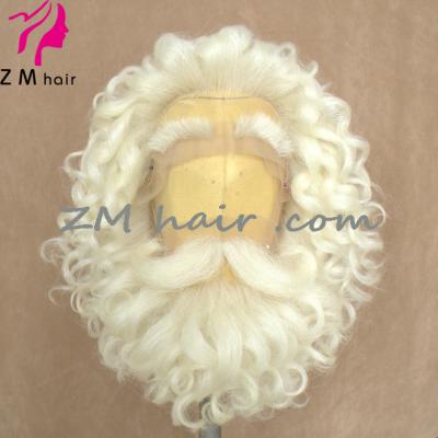 China New ZM Straight Hair Santa Claus Yaks Hair Santa Wig and Curly Beard Lace for sale