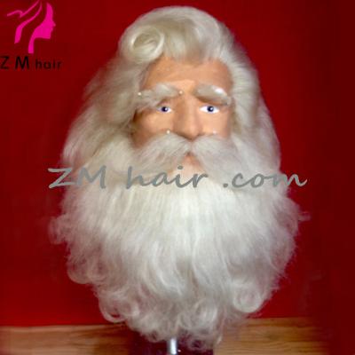 China ZM Silky Straight Hair Wave Real Customer Show Natural Styled Yak Hair Santa Claus Wig And Beard Lace Front Wig for sale