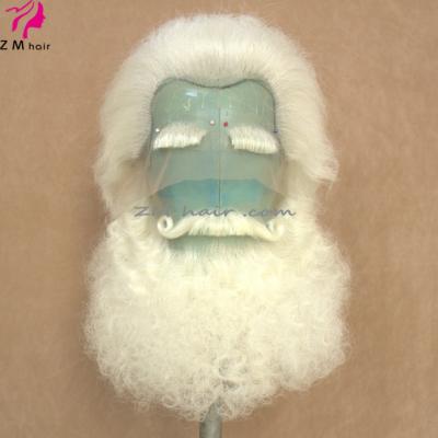 China Professional Quality Luxury FATHER Christmas Santa Claus White Santa Wig and Beard Wig for sale