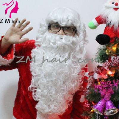 China ZM Santa Wig long wavy hair and beard set luxury synthetic male festival cosplay wigs for sale