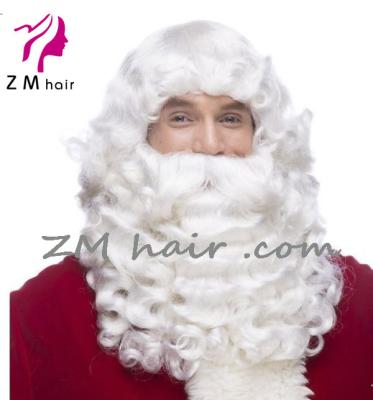 China Long ZM Hair Christmas Santa Wavy Beard Wig Synthetic Wavy Set for sale