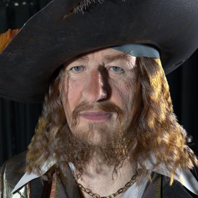 China Captain Barbossa Handmade Silky Straight Swashbuckle Hair Wave Lace Fake Beard and Mustache Airy Caribbean Private Set for sale