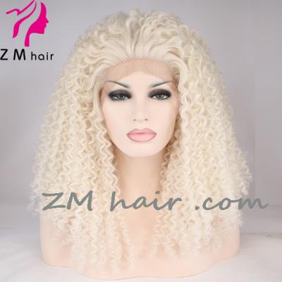 China ZMHAIR Curly White Braids Hair Wig Women Curly Hair Wig Girls Synthetic Wig for sale