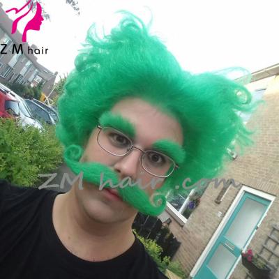 China ZM 2020 100% ZM Hair Yaks Hair Lace Front Wig Green Color Costume Wig for sale