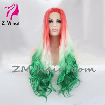 China Wholesale Fashion Hair Ombre Colored Wavy Cosplay Wigs for sale