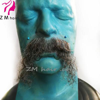 China ZM HAIR Realistic Fake Film Lace Fake Mustache Mustache And Beard For Man for sale