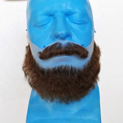 China ZM Wave Hair Men's Regular Fake Hair Lace Beard and Mustache Set for sale