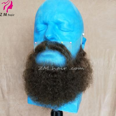 China ZMHAIR Natural Wavy Personality Shaping Custom Fake Hair Lace Beard and Lace Mustache for sale