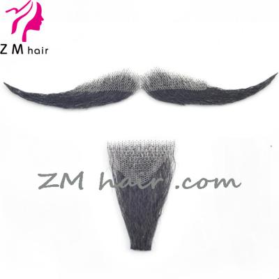 China Silky Straight ZM HAIR Wave Facial Hair Human Mustache Goatee Beard Set for sale