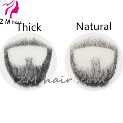 China ZM HAIR Silky Straight Short Wave Daily Use Real Hair Natural Thick Fake Goatee Beard And Mustache Set for sale