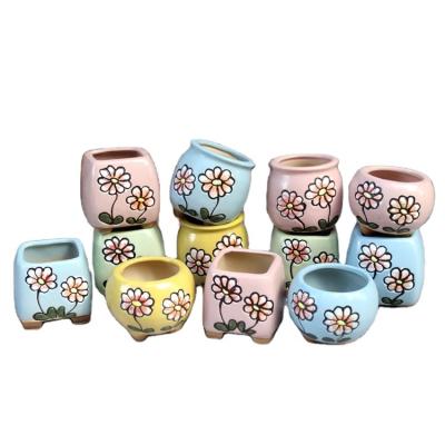 China Wholesale Ceramic Hand Painted Sunflower POTS Vintage PLANT Cactus Flower Pot Home Office Decorative Succulent Planter Ornaments for sale