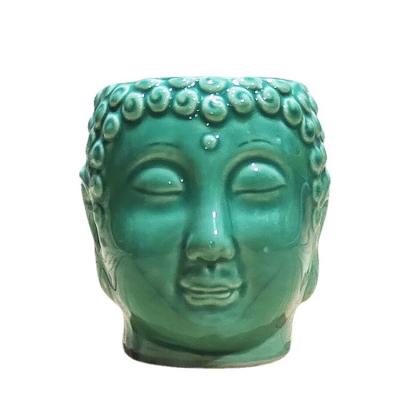 China Modern Cheap Colorful White Ceramic Buddha Head Flower Potted Plant Garden Succulent Planter for sale