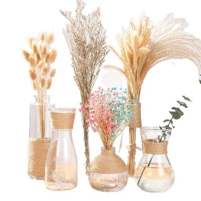 China Simple modern creative transparent glass flower hydroponic home office dry crystal bottle tabletop vases floral vases for sale