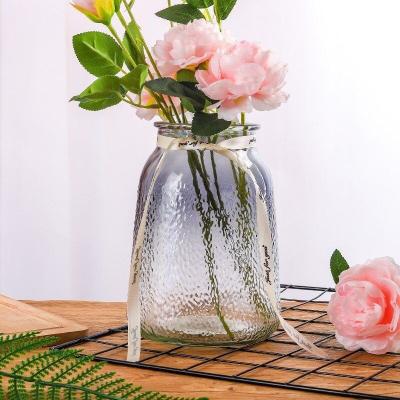 China Simple Modern Style Flower Vase Gradient Color Hydroponics Plant Vase Home Living Room Glass Decoration for sale