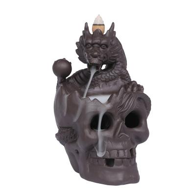 China Skeletons Chinese Dragon Furnace Backflow Sandalwood Incense Censers Home Decoration LED Ceramic Incense Cone Holder for sale