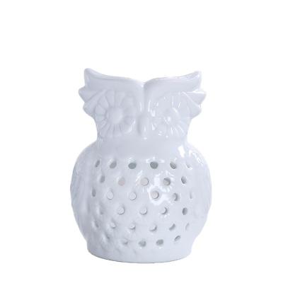 China Wholesale Black Owl Aromatherapy Burner Owl Candle Indian White Ceramic Cast Iron Aromatherapy Incense Ceramic Oil Burner for sale