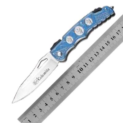 China Design skeleton handle handmade logo made folding hunting blade bowie pocket knife custom for sale