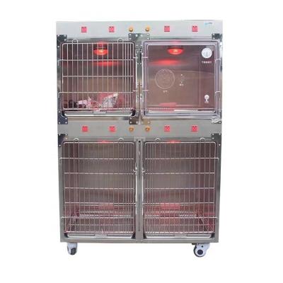 China Viable Veterinary Pet Cage Animal Hospital Stainless Steel Cage With Warm Light for sale