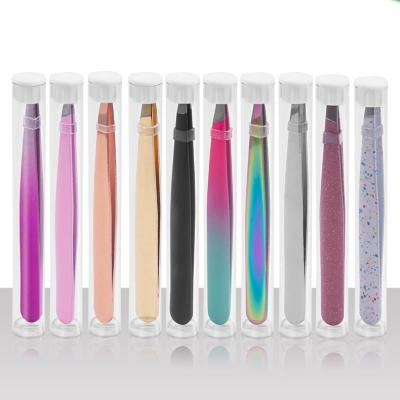 China Eyebrow Tweezers Set Tweezers Tip Rose Gold Private Label Custom Alsnt Made Plastic Stainless Steel Pipe Eyebrow Plucking Pointed for sale