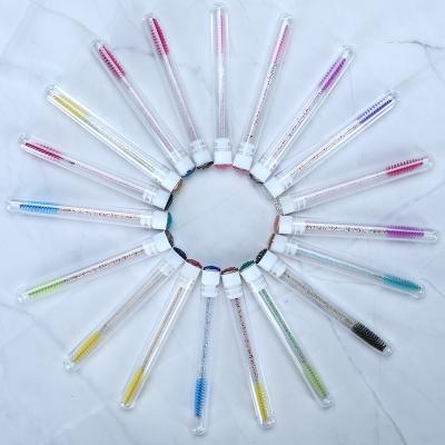 China Red and Blue Brow and Rose Gold Cleaner Lash Cute Makeup Brush Extension Tube Applicator Brushing Lashes and Micro Customize Eyelash Brush for sale