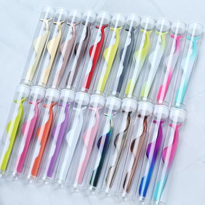 China Eyelash Makeup Work White Pink Rose Gold Tweezers Black Tweezers Band Titanium Wick Tweezers For Eyelashes for sale