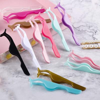 China Plastic Eyelash Makeup Work Lashes Clip False Eyelash Extension Tweezers False Eyelash Applicator Tool Fishtail Clip Tweezers for sale