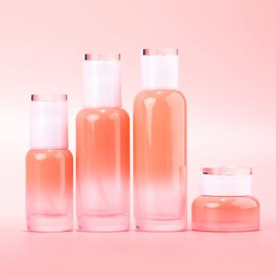 China Personal Care Cream Latex Skin Care Lotion Glass Packaging Bottle With Gradient Color for sale