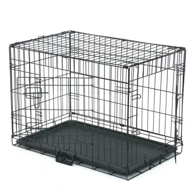 China Sustainable Portable Dog Crate Folding Double Door Wire Dog Cage for sale