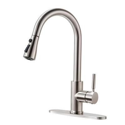 China Modern Hot Selling Brush Nickel Kitchen Faucet Stainless Steel Kitchen Sink Mixer Tap for sale