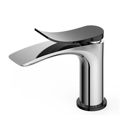 China Metered Faucets Black Handle Chrome Body Bathroom Basin Bath Faucet Polished Sink Faucet For Hot And Cold Water for sale