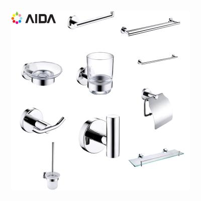 China Sustainable Luxury Stainless Steel Bathroom Accessories Set For Hotel With Toilet Brush for sale