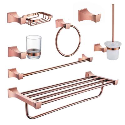 China Wall Mounted Stainless Steel Stainless Steel Luxury Toilet Accessories Wall Mounted Rose Gold Accessory Set Hardware Accesorios de Bano for sale