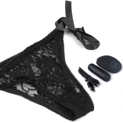 China Lace+silicone waterproof portable electric mute remote control vibrating panties for women for sale