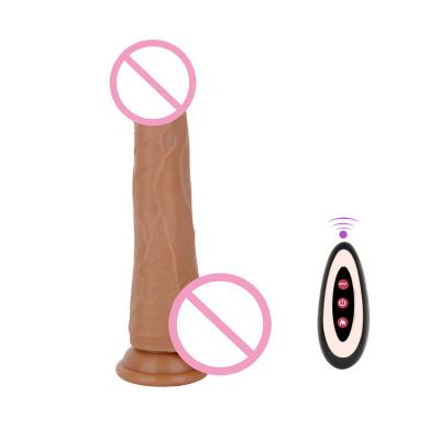 China Vibration+Telescopic+Heating+Wireless Remote Control Silicone Vibrator Realistic Remote Control Dildo For Women Sex Toys for sale