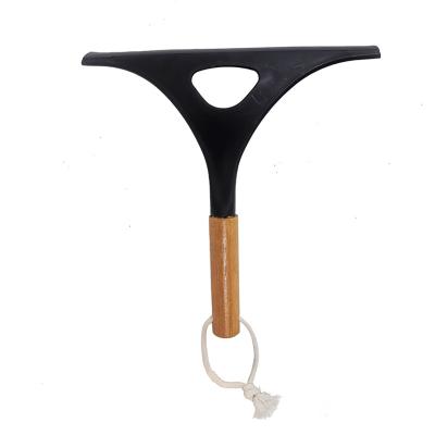 China Sustainable High Quality Window Glass Cleaner Scraper With Bamboo Handle For Kitchen And Bath Car for sale