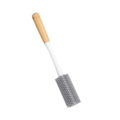 China Custom Sustainable OEM Kitchen Tool Long Handle Bamboo Cup Milk Bottle Sweep Glass Cleaning Brush for sale