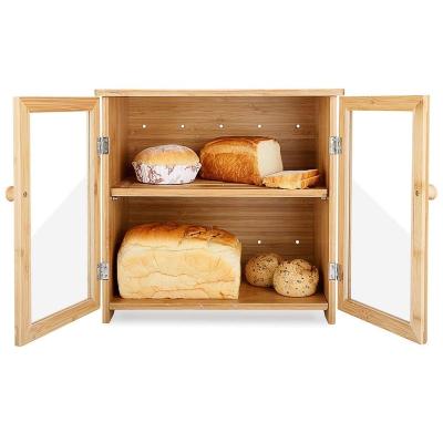 China Sustainable Natural Bamboo Box Kitchen Bread Storage Bin With Adjustable Height for sale