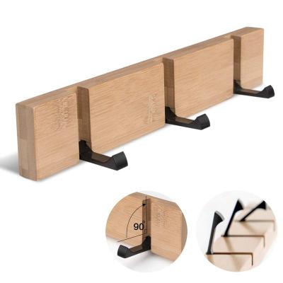 China COAT RACK Bamboo Wall Mounted Coat Rack With Retractable Hooks for sale