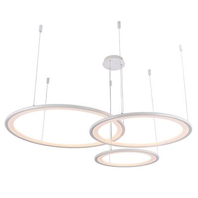 China Modern Acryliccustom 3 Ring White Aluminum Circle Round Bedroom Hotel Living Room Ceiling Led Pendant Light for sale