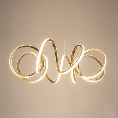 China Modern Creative Modern Ceiling Wave Post LED Pendant Light for Office Kitchen Island Dining Room for sale