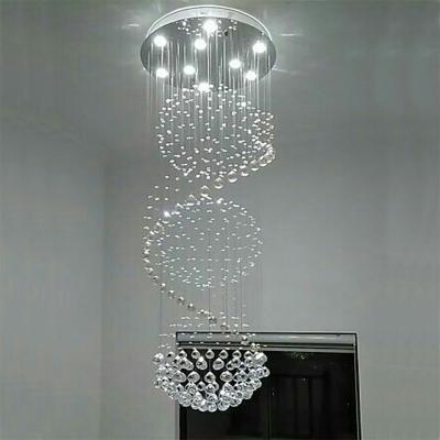 China Modern Luxury Modern High Ceiling Decorative Drop LED Crystal Pendant Lights Attic Staircase Lobby Rainfall for sale