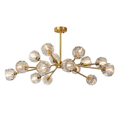 China Modern Bedroom Room Resonant Gold Plated 6 9 12 15 Branch Heads Modern Magic Bean Crystal Ball Chandelier for sale